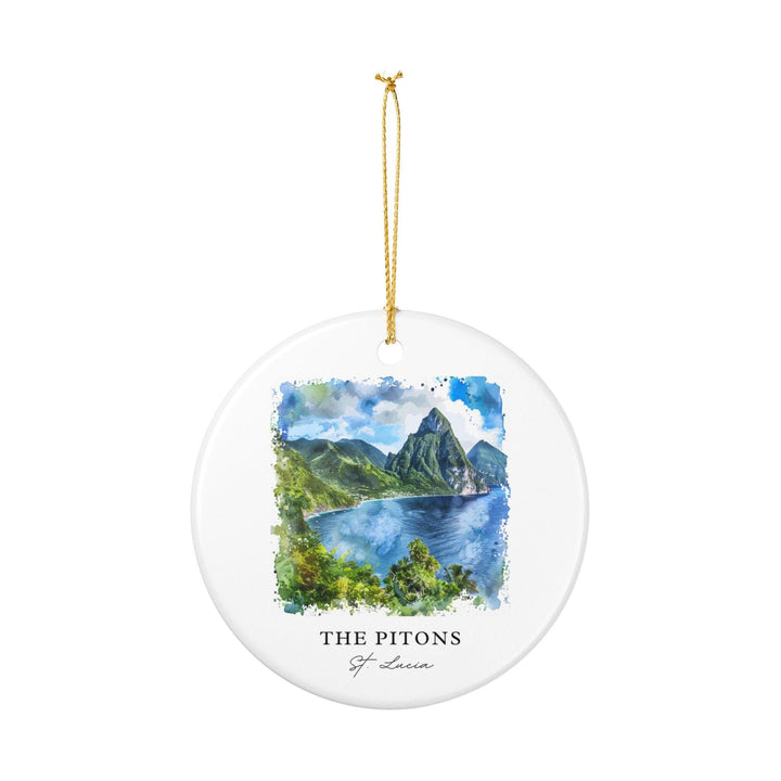 Pitons St. Lucia Ornament: Unique St Lucia Souvenir, The Pitons Xmas Decor, and Authentic Saint Lucia Caribbean Gift