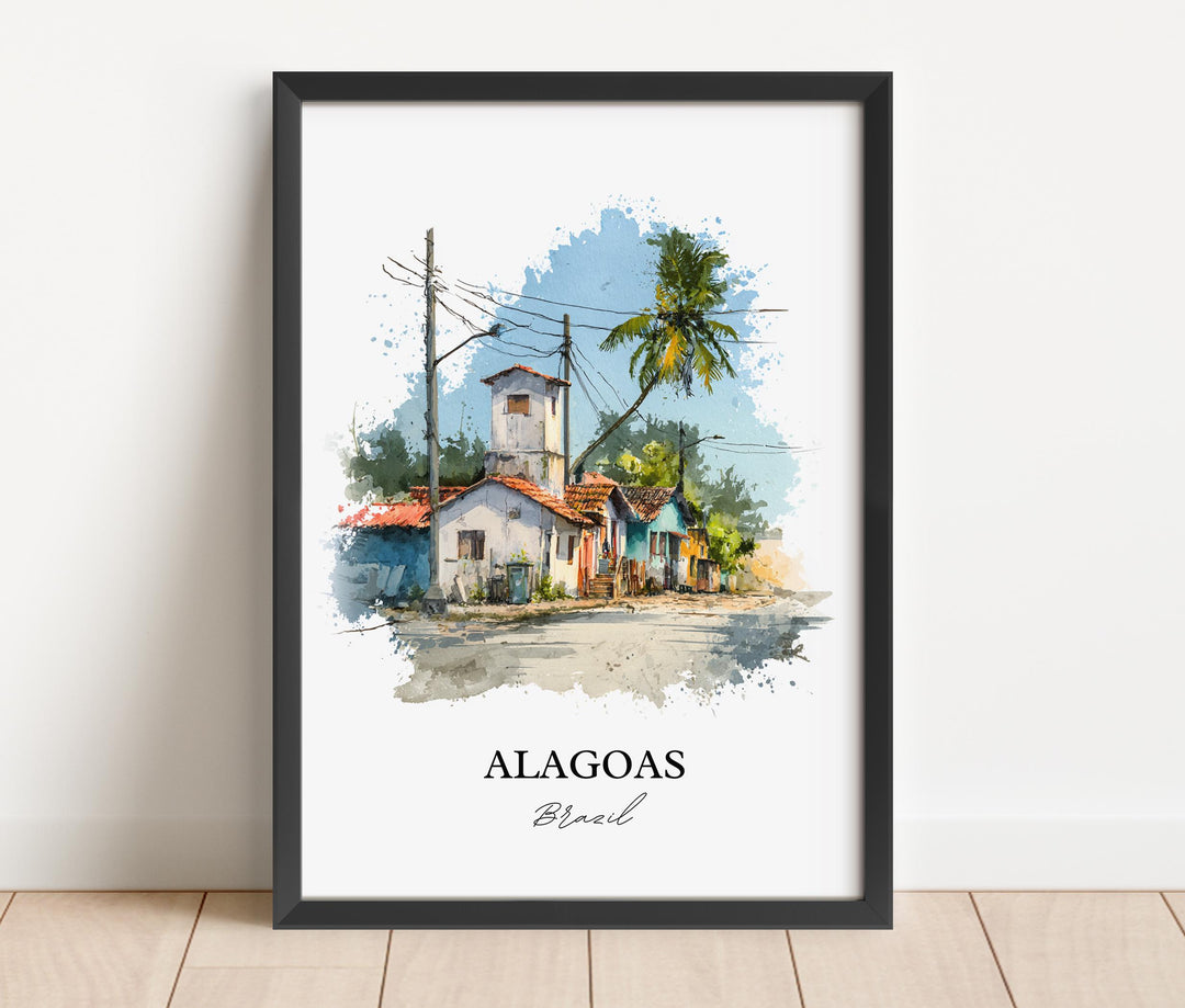 Alagoas Wall Art, Alagoas Print, Alagoas Brazil Watercolor Art, Brazil Gift, Brazil Travel Print, Travel Poster, Housewarming Gift