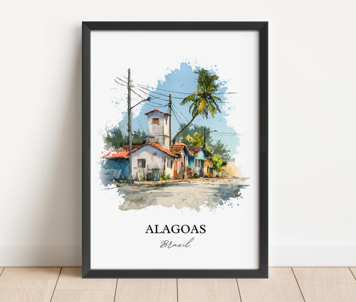 Alagoas Wall Art, Alagoas Print, Alagoas Brazil Watercolor Art, Brazil Gift, Brazil Travel Print, Travel Poster, Housewarming Gift