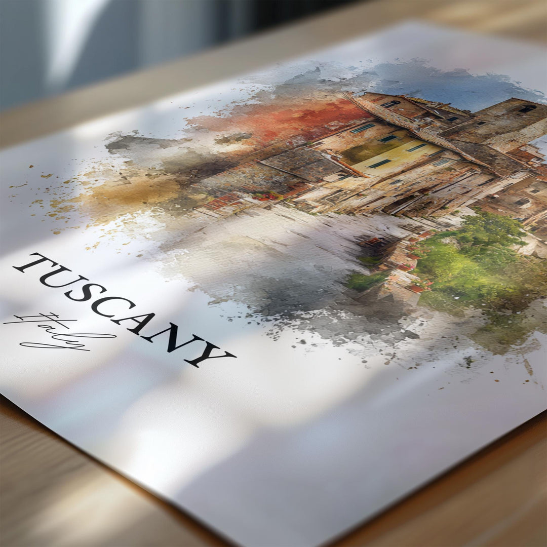 Tuscany Italy Wall Art, Tuscany Print, Tuscany Watercolor Art, Tuscany Italy Gift, Italy Travel Print, Travel Poster, Housewarming Gift