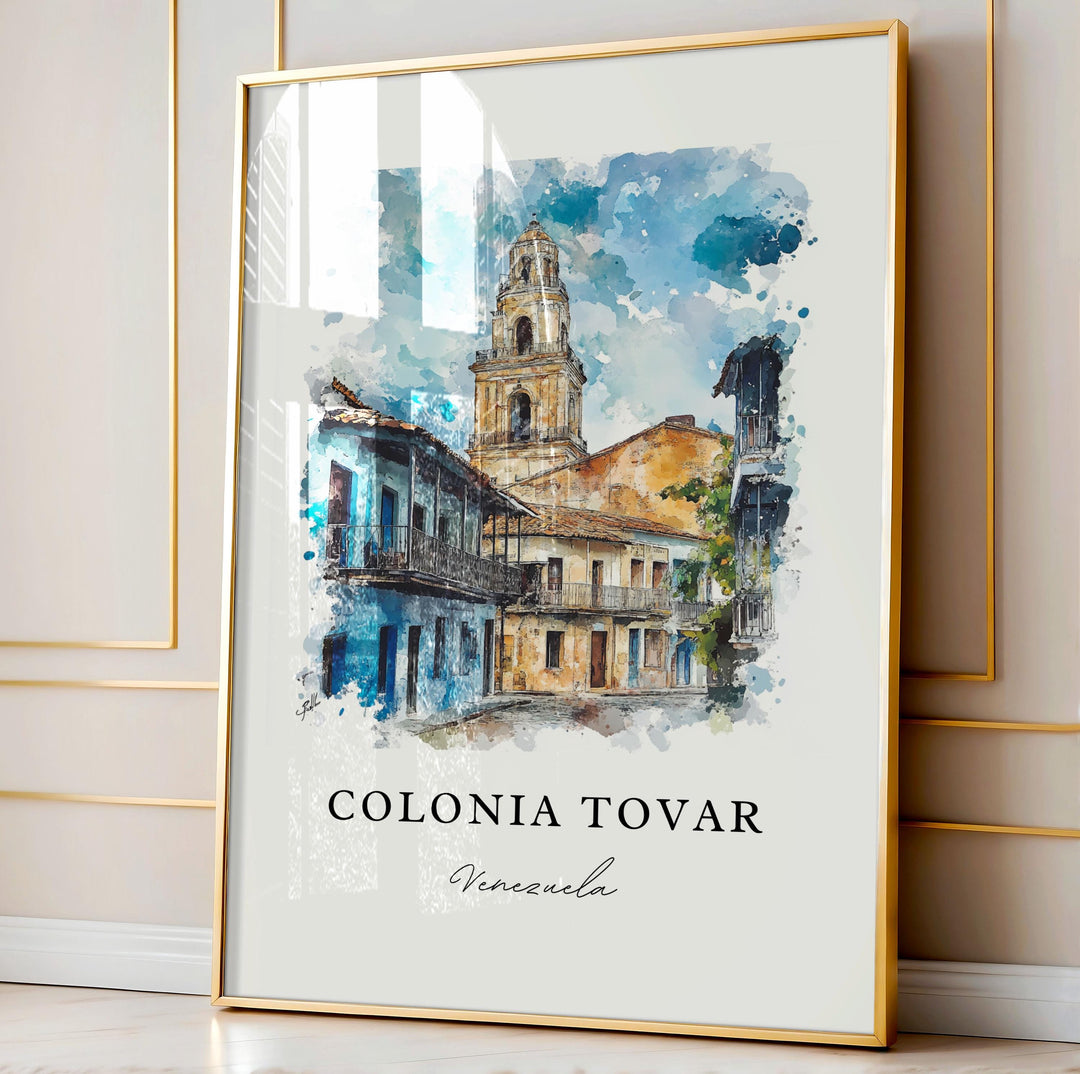 Colonia Tovar Wall Art, Venezuela Print, Colonia Tovar Watercolor Art, Venezuela Art Gift,