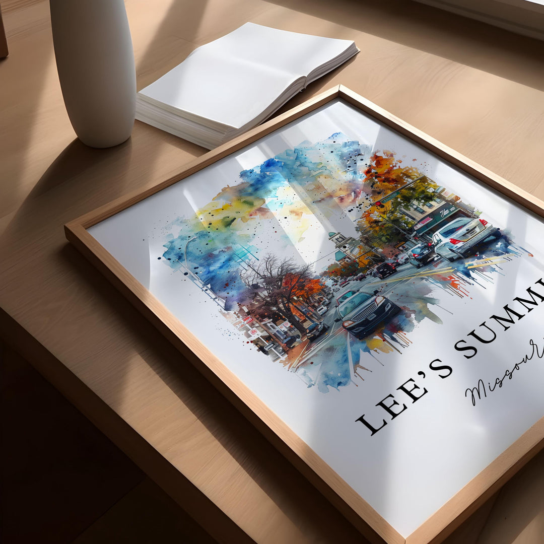 Lee's Summit Art, Lee's Summit MO Print, Lee's Summit Watercolor Art, Jackson County KS Gift,
