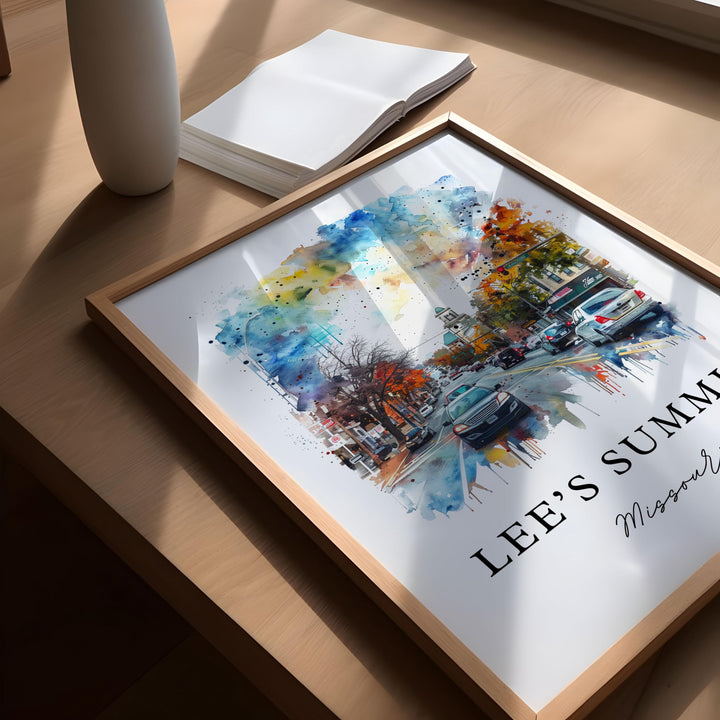 Lee's Summit Art, Lee's Summit MO Print, Lee's Summit Watercolor Art, Jackson County KS Gift,