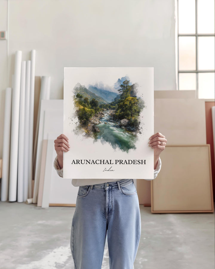 Arunachal Pradesh Wall Art, India Print, India Watercolor Art, Arunachal Pradesh Gift, India Travel Print, Travel Poster, Housewarming Gift