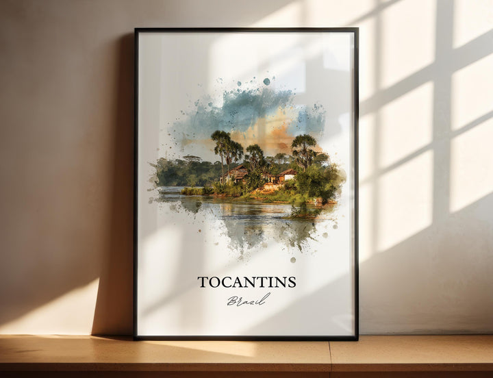 Tocantins Brazil Wall Art, Tocantins Brazil Print, Brazil Watercolor Art, Brazil Gift, Brazil Travel Print, Travel Poster, Housewarming Gift