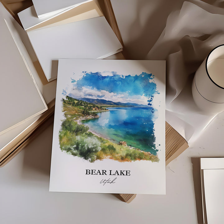 Bear Lake UT Wall Art, Garden City UT Print, Utah Watercolor Art, Bear Lake Gift, Travel Print, Travel Poster, Housewarming Gift