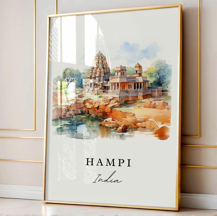 Hampi India wall art - India, Hampi poster print, Hampi Wedding gift, Birthday present, Karnataka Print, Vijayanagara District Gift