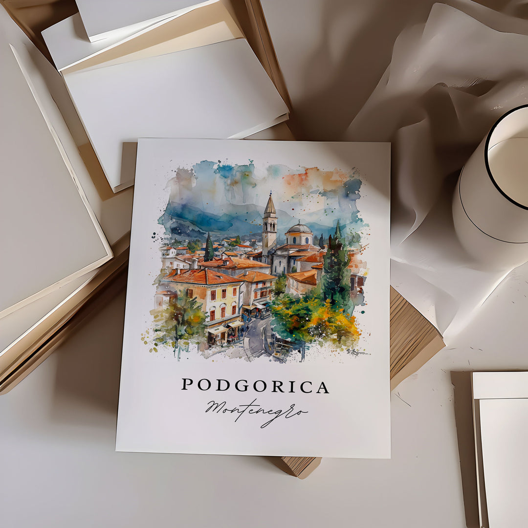 Podgorica wall art - Montenegro, Podgorica print, Podgorica Wedding gift, Birthday present, Custom Text, Perfect Gift