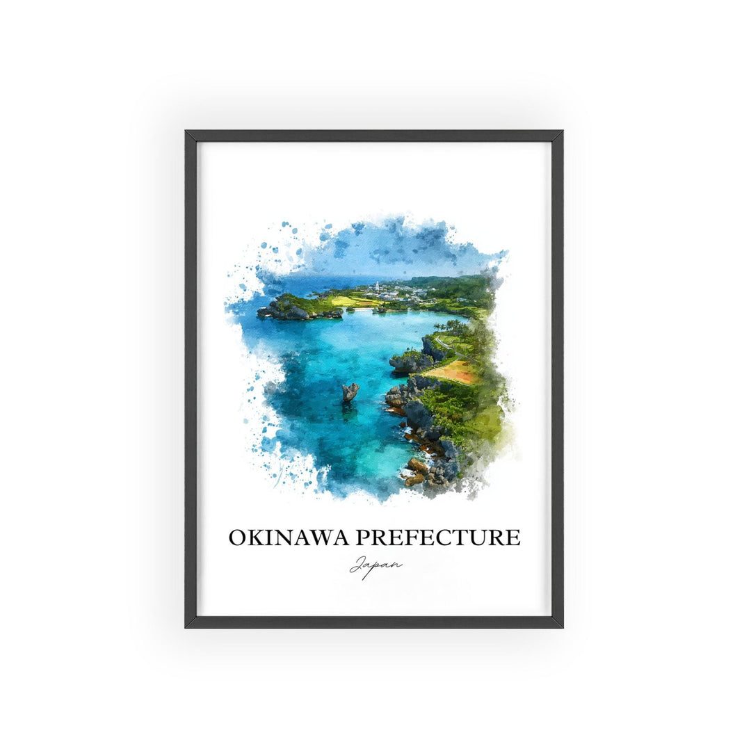 Okinawa Wall Art, Okinawa Print, Okinawa Watercolor Art, Okinawa Japan Gift, Japan Travel Print, Travel Poster, Housewarming Gift