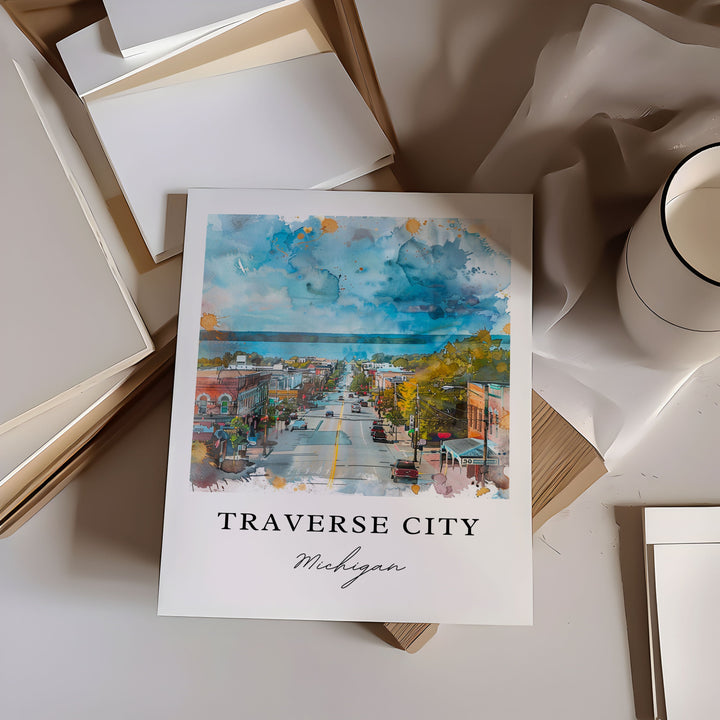 Traverse City MI Art, Traverse City Print, Leelanau County Watercolor, Traverse City Gift,