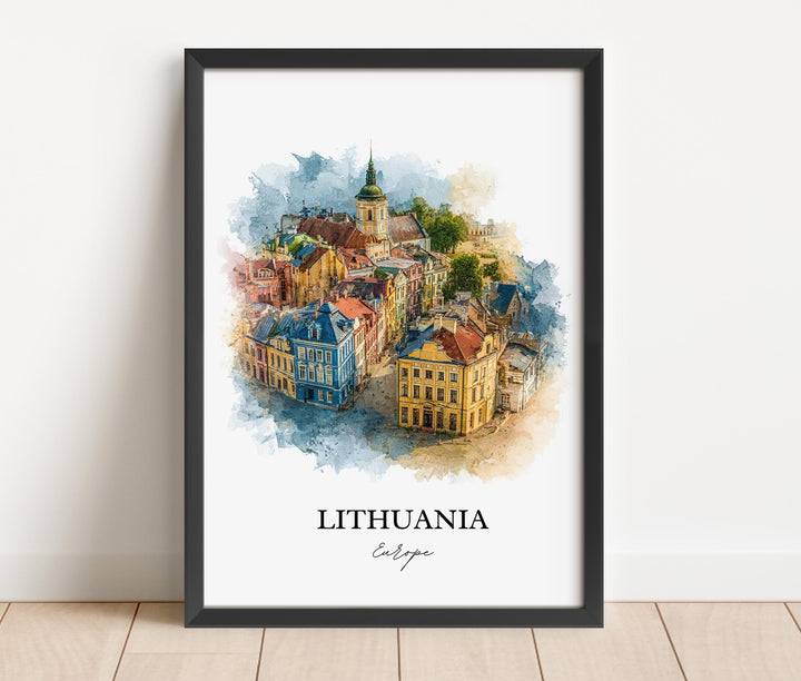 Lithuania Wall Art, Lithuania Print, Lithuania Watercolor Art, Lithuania Gift, Travel Print, Travel Poster, Housewarming Gift
