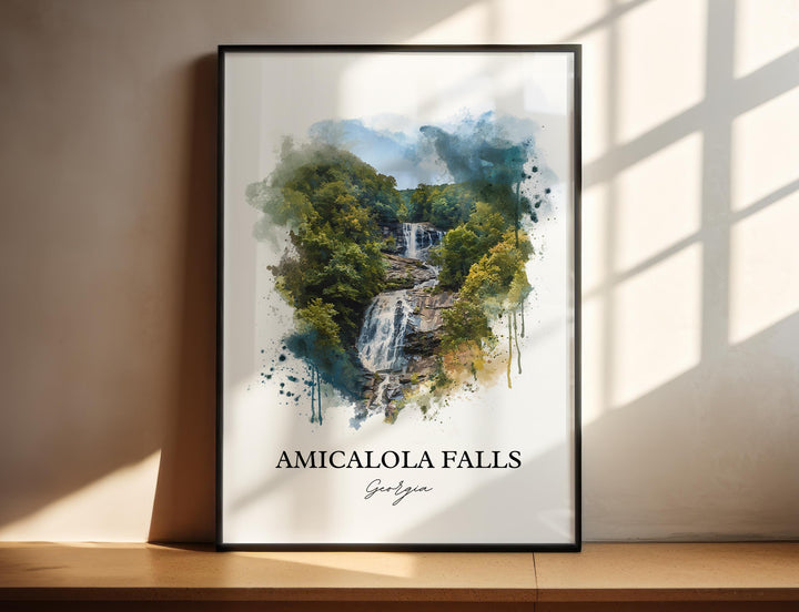 Amicalola Falls Wall Art, Dawsonville Print, Georgia Watercolor Art, Amicalola Falls Gift, Travel Print, Travel Poster, Housewarming Gift