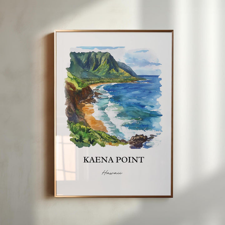 Kaena Point HI Wall Art, Oahu Print, Honolulu Watercolor Art, Kaena Point Gift, Travel Print, Travel Poster, Housewarming Gift