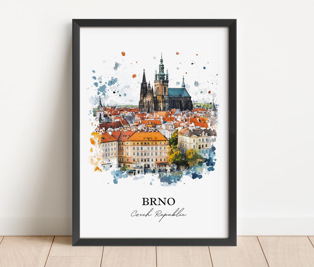 Brno Wall Art, Brno Print, Czech Republic Watercolor Art, Brno Czech Republic Gift, Travel Print, Travel Poster, Housewarming Gift