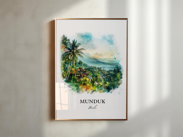 Munduk Bali Wall Art, Bali Print, Bali Watercolor Art, Munduk Gift, Travel Print, Travel Poster, Housewarming Gift