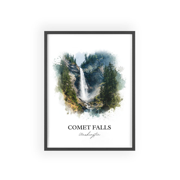 Comet Falls WA Wall Art, Washington Print, Comet Falls Watercolor Art, Comet Falls Gift, Travel Print, Travel Poster, Housewarming Gift