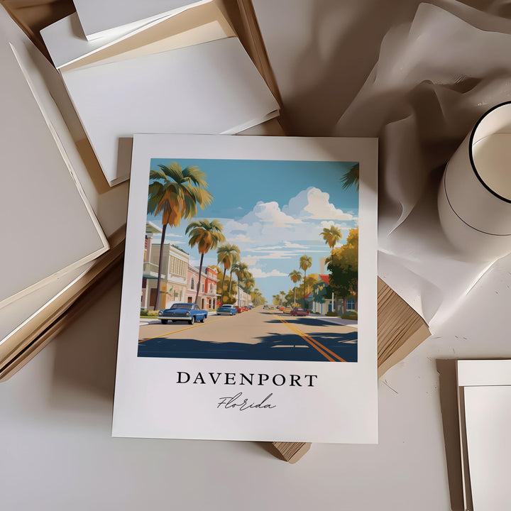 Davenport FL wall art - Florida, Davenport poster, Davenport Florida Wedding gift, Birthday present, Custom Text, Personalised Gift