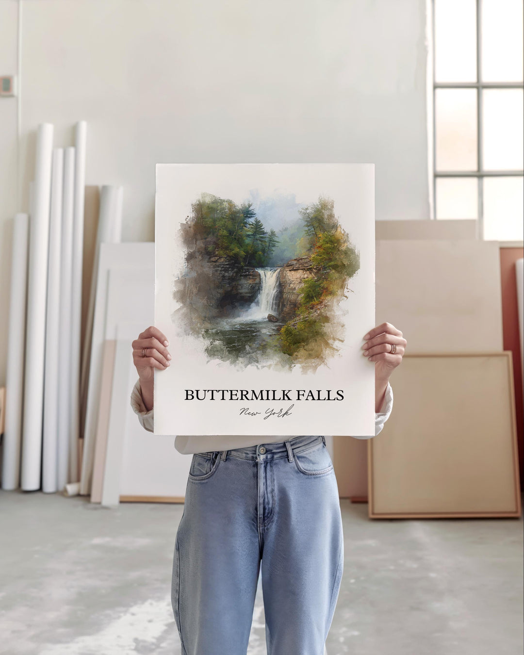 Buttermilk Falls Wall Art, Ithaca NY Print, Tompkins County Artwork, Buttermilk Falls Gift, Travel Print, Travel Poster, Housewarming Gift