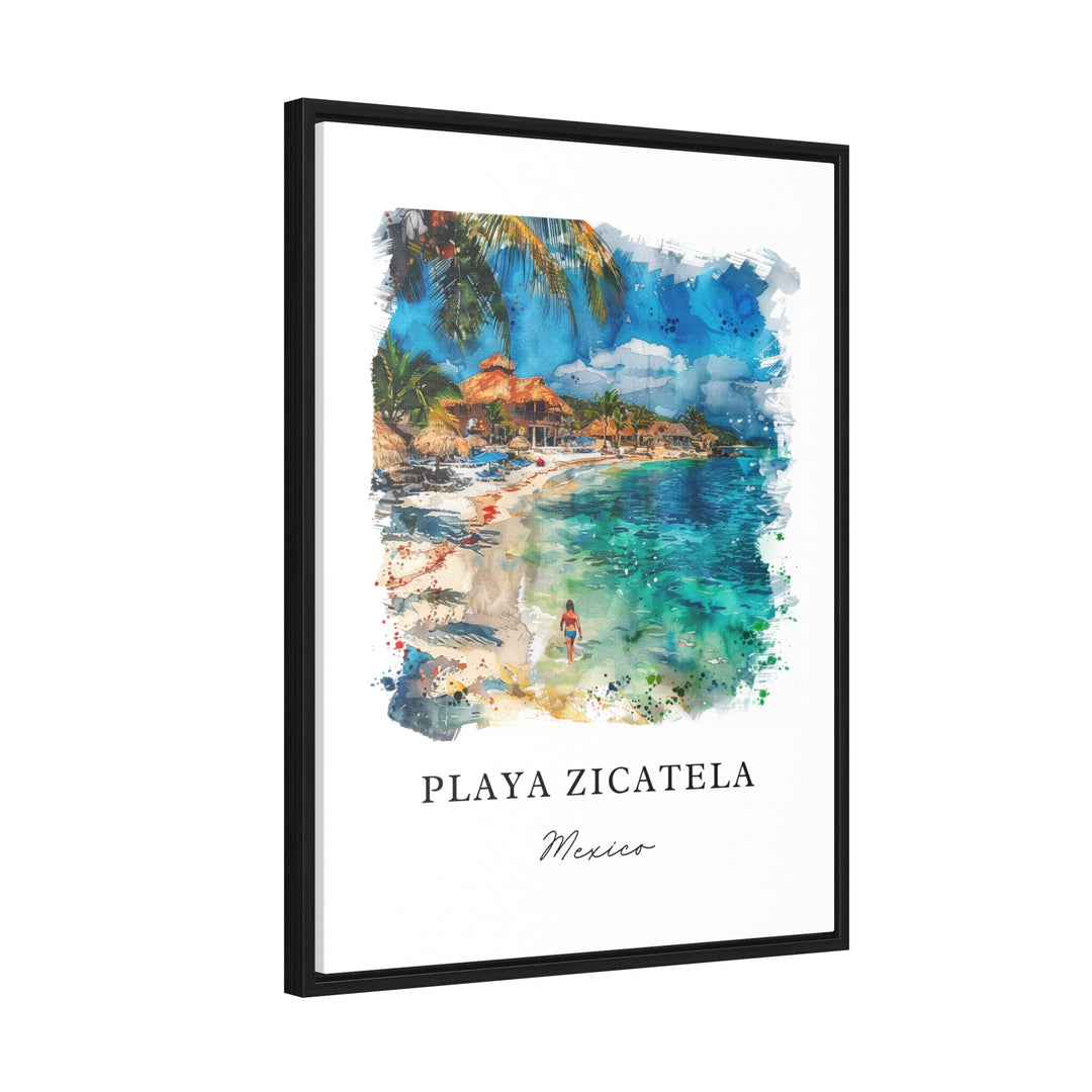 Playa Zicatela MX Art, Playa Zicatela Print, Oaxaca Watercolor Art, Puerto Escondido Gift, Travel Poster, Housewarming Gift