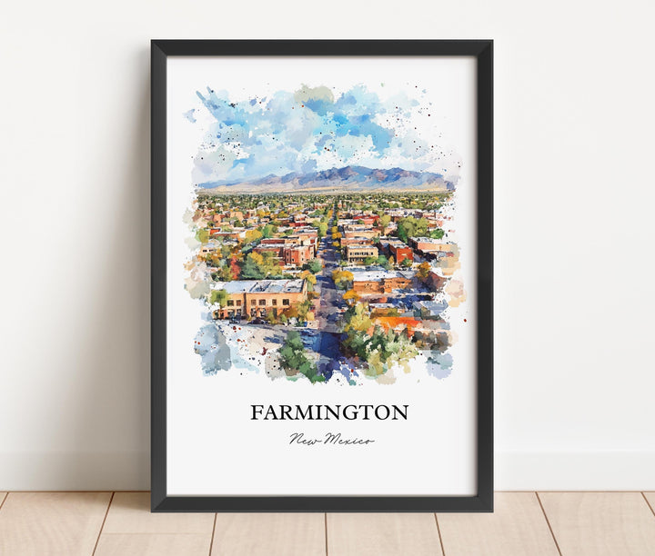 Farmington NM Wall Art, San Juan County Print, New Mexico Watercolor Art, Farmington NM Gift, Travel Print, Travel Poster, Housewarming Gift