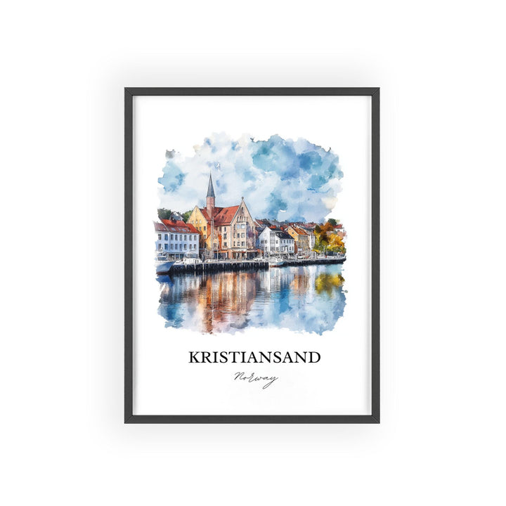 Kristiansand Wall Art, Agder County Print, Norway Watercolor Art, Kristiansand Gift, Travel Print, Travel Poster, Housewarming Gift