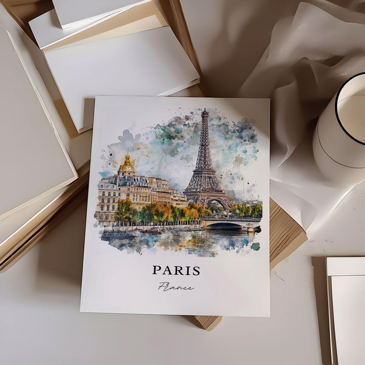 Paris Wall Art, Seine River Print, Paris Watercolor Artwork, Paris France Gift, Travel Print, Travel Poster, Housewarming Gift