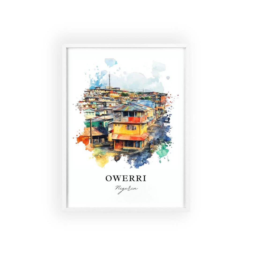 Owerri Nigeria Wall Art, Imo State Print, Nigeria Watercolor Art, Owerri Nigeria Gift, Travel Print, Travel Poster, Housewarming Gift