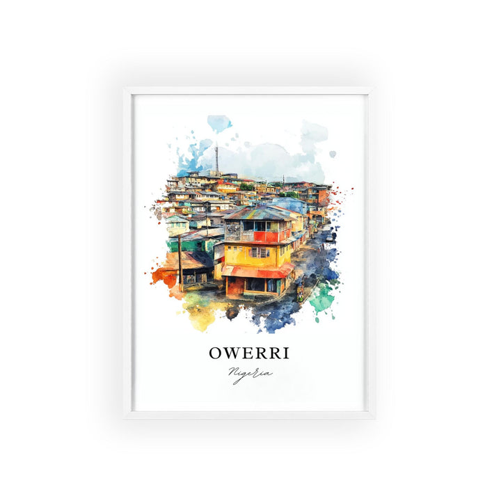 Owerri Nigeria Wall Art, Imo State Print, Nigeria Watercolor Art, Owerri Nigeria Gift, Travel Print, Travel Poster, Housewarming Gift