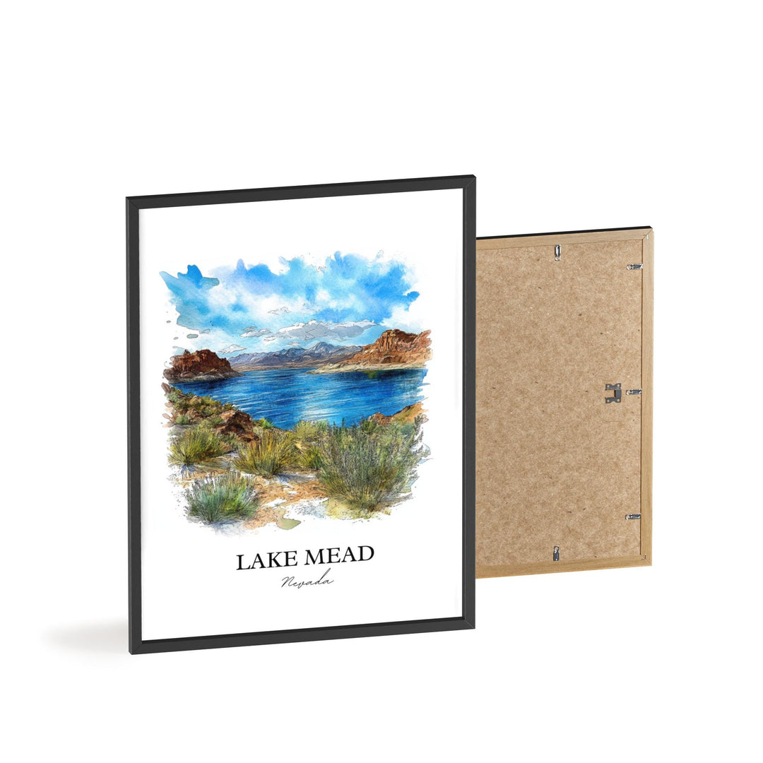 Lake Mead Wall Art, Nevada Print, Lake Mead NV Watercolor, Lake Mead Gift, Travel Print, Travel Poster, Housewarming Gift