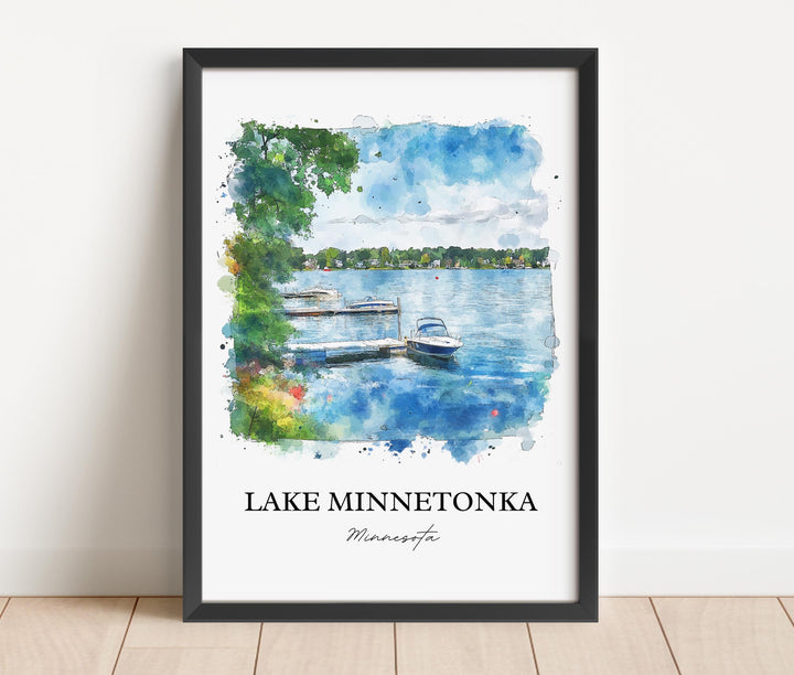 Lake Minnetonka Wall Art, Minneapolis Print, Minnesota Watercolor Art, Lake Minnetonka Gift, Travel Print, Travel Poster, Housewarming Gift