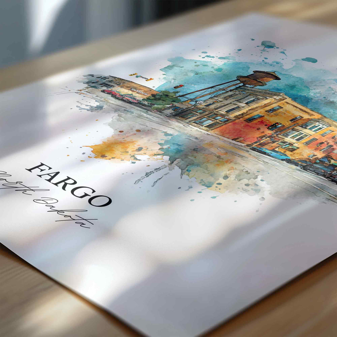 Fargo, North Dakota – Watercolor Art Print