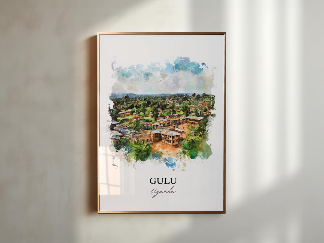 Gulu Uganda Wall Art, Northern Uganda Print, Uganda Watercolor Art, Gulu Uganda Gift, Travel Print, Travel Poster, Housewarming Gift