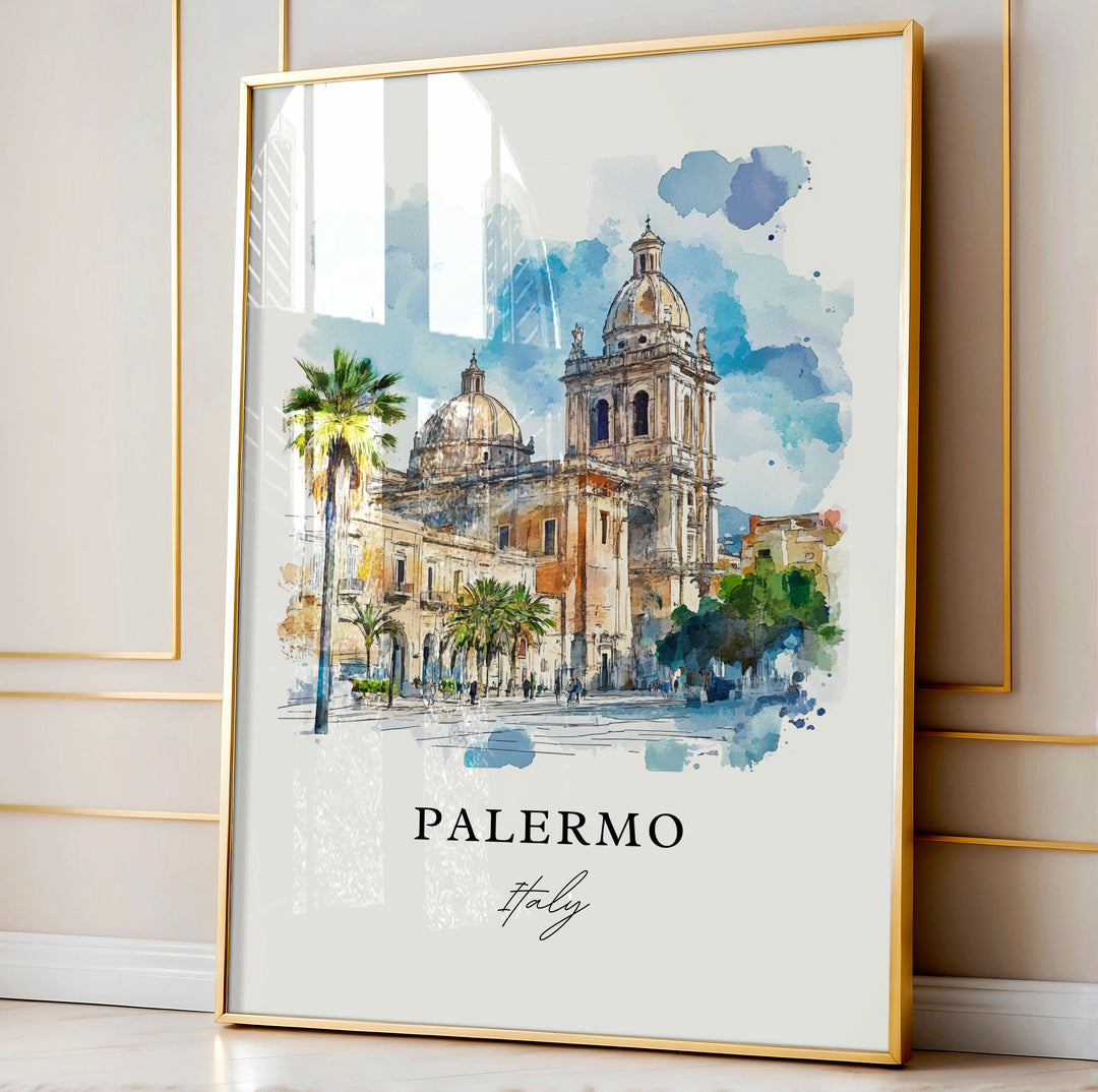 Palermo Wall Art, Netherlands Print, Palermo Watercolor Art, Palermo Gift, Sicily Italy