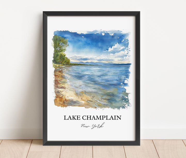 Lake Champlain NY Wall Art, Ticonderoga Print, NY Watercolor Art, Lake Champlain NY Gift, Travel Print, Travel Poster, Housewarming Gift