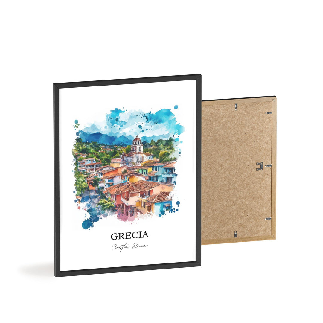 Grecia Wall Art, Alajuela Province Print, Grecia Watercolor Art, Grecia Costa Rica Gift, Travel Print, Travel Poster, Housewarming Gift