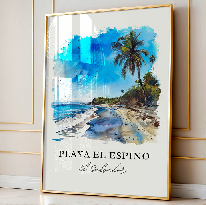 Playa El Espino Art, Playa El Espino Print, El Salvador Watercolor, Playa El Espino Gift,