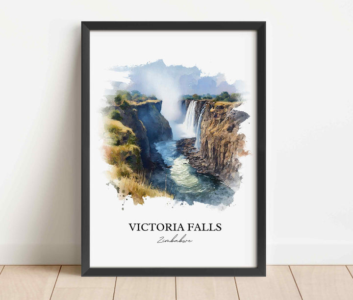 Victoria Falls, Zimbabwe – Watercolor Art Print