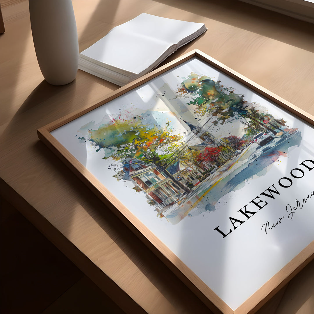 Lakewood NJ Wall Art, Lakewood Print, Lakewood Watercolor Art, Lakewood New Jersey Gift,