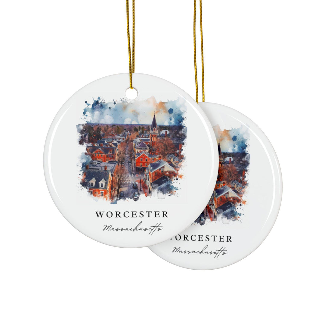Worcester MA Ornament: Unique Worcester Souvenir, Worcester Xmas Decor, and Authentic Worcester Massachusetts Gift