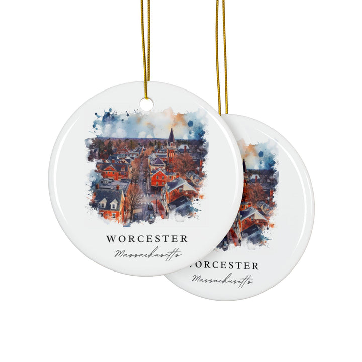 Worcester MA Ornament: Unique Worcester Souvenir, Worcester Xmas Decor, and Authentic Worcester Massachusetts Gift