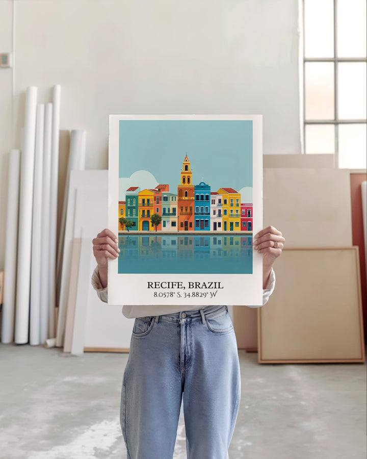 Recife Brazil Art, Recife Retro Travel Art, Recife Brazil Home Decor, Brazil Gift, Brazilian Travel Art, Travel Prints, Housewarming Gift