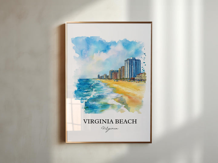Virginia Beach Wall Art, VA Beach Print, Virginia Watercolor Art, Virginia Beach Gift, Travel Print, Travel Poster, Housewarming Gift