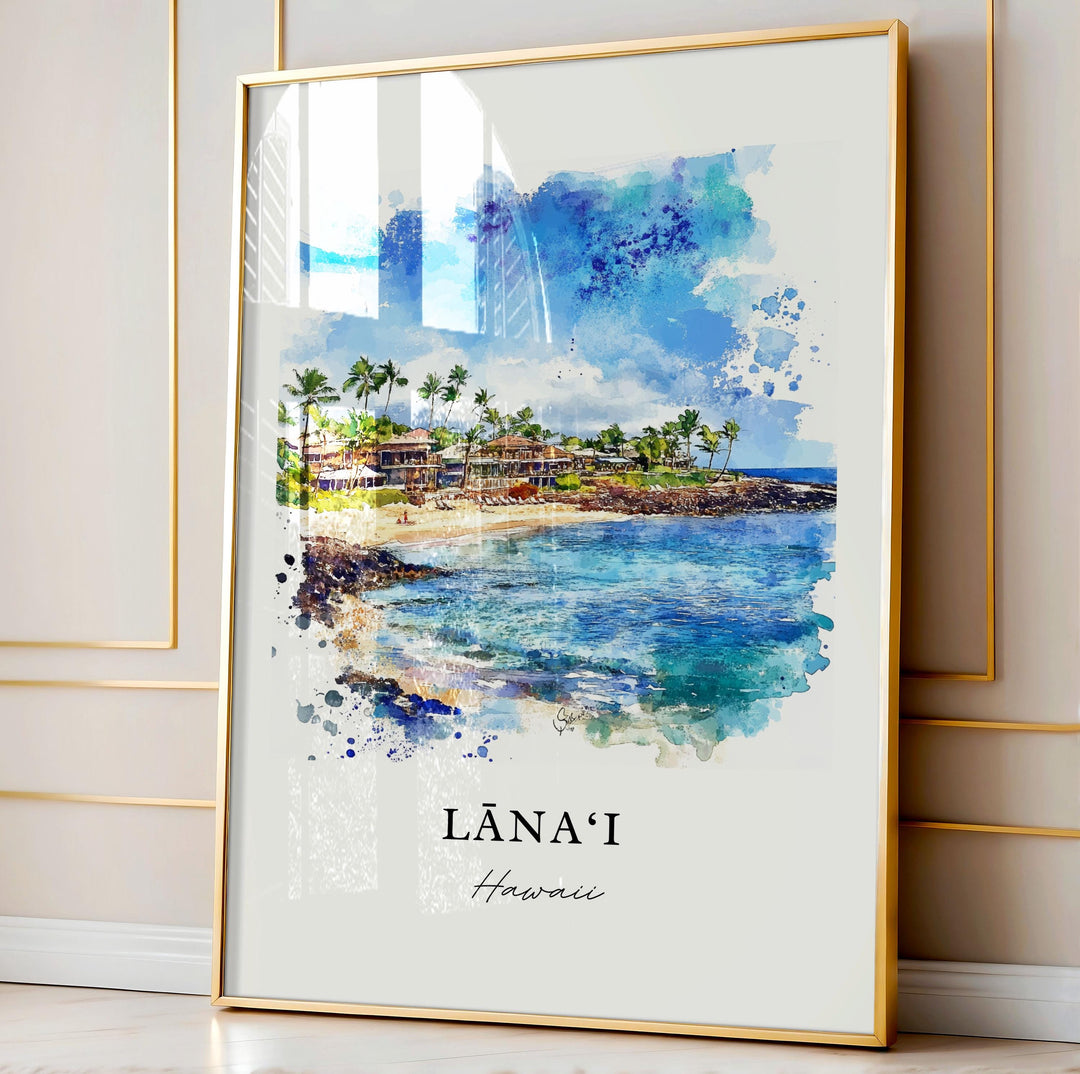 Lanai Wall Art, Maui Hawaii Print, Lanai Watercolor Art, Maui Hawaii Gift,