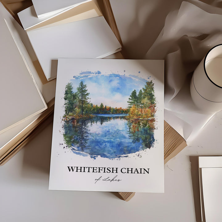 Whitefish Lake, Montana, USA – Watercolor Art Print