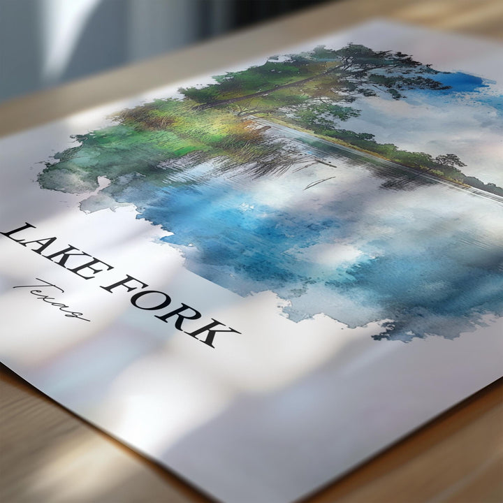 Lake Fork, TX, USA – Watercolor Art Print