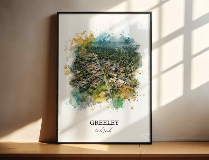 Greeley, Colorado Wall Art, Greeley Print, Greeley Watercolor Art, Weld County Gift, Travel Print, Travel Poster, Housewarming Gift
