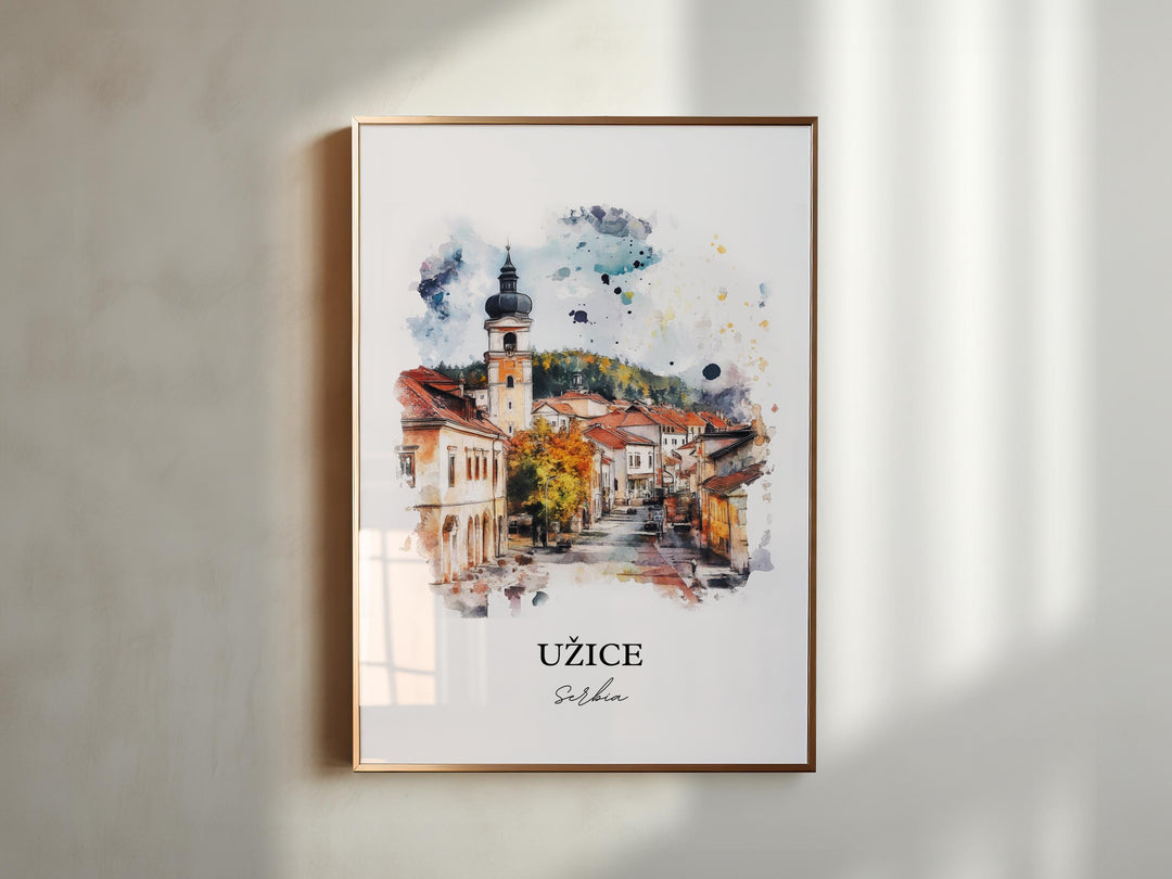 Uzice Serbia Wall Art, Zlatibor District Print, Serbia Watercolor Art, Uzice Serbia Gift, Travel Print, Travel Poster, Housewarming Gift
