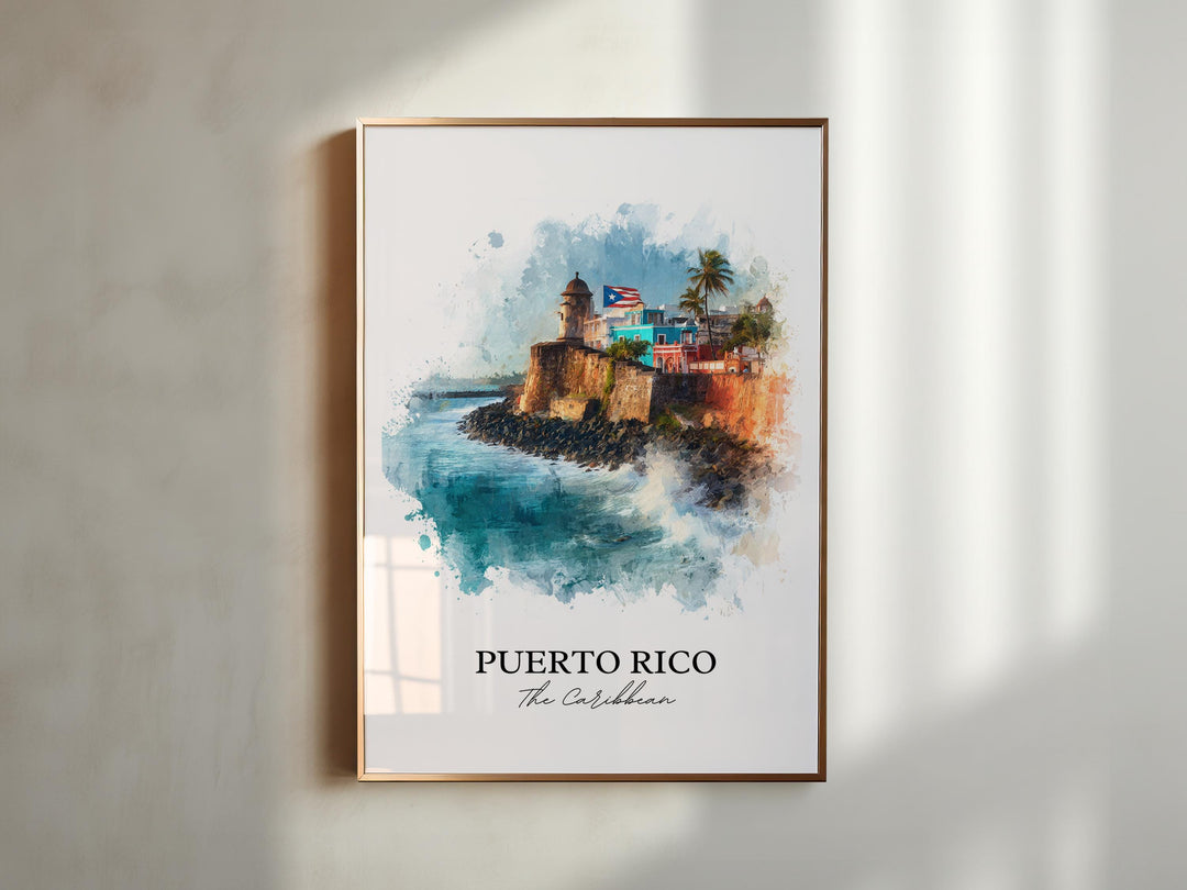 Puerto Rico Wall Art, Puerto Rico Print, Puerto Rico Watercolor Art, Puerto Rico Gift, Travel Print, Travel Poster, Housewarming Gift
