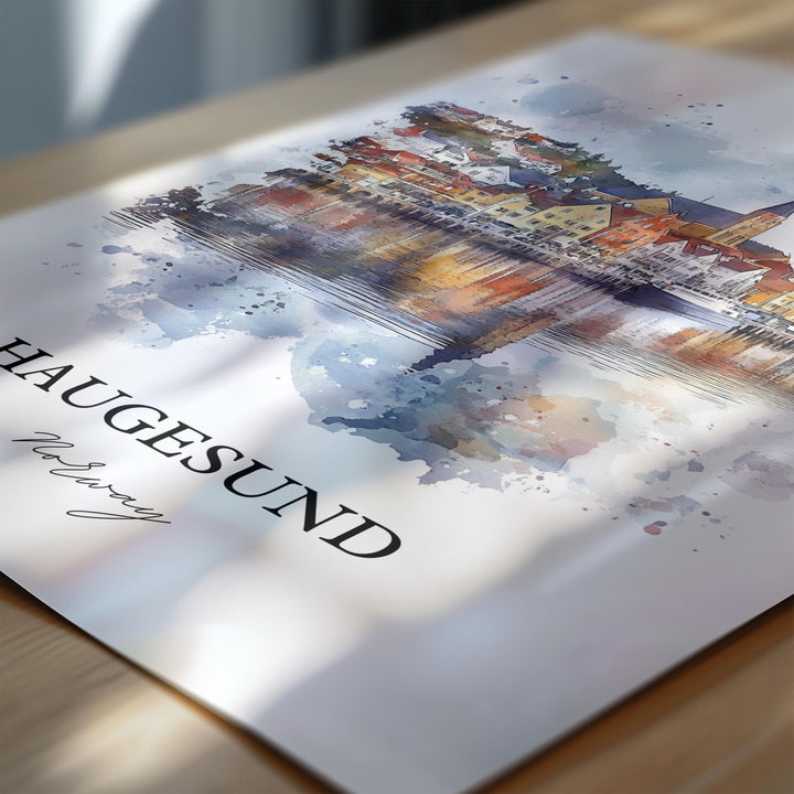 Haugesund, Norway – Watercolor Art Print