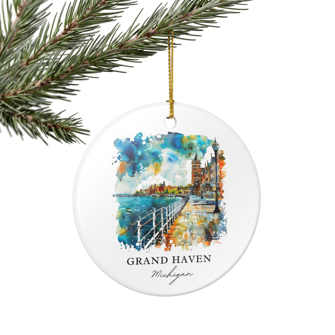 Grand Haven MI Ornament: Unique Grand Haven Souvenir, Grand Haven MI Xmas Decor, and Authentic Michigan Gift